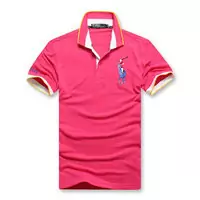 t-shirt hommes polo ralph lauren sport cotton 2013 high collar choi ma pink